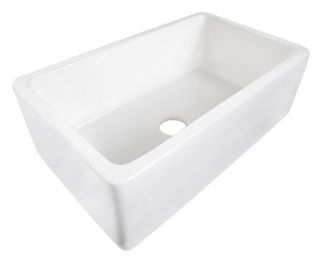 Alfi Brand AB3018W Kitchen Sink, 30 Single Bowl Thick Fireclay Farmhouse w/Smooth Apron White