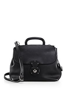 Ralph Lauren Collection Ricky Leather Flap Bag   Black
