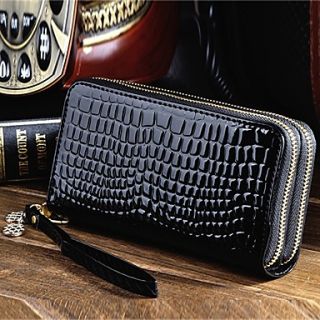 Womens Euramerican Fashion Long Double Zipper Alligator Wallet
