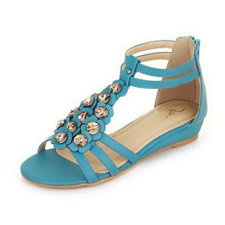 Leatherette Womens Low Heel T Strap Sandals Shoes (More Colors)