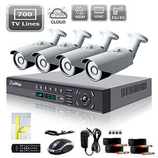 Liview 4CH HDMI 960H Network DVR 700TVL Outdoor Day/Night Security Camera System