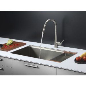 Ruvati RVC2374 Combo Stainless Steel Kitchen Sink and Stainless Steel Set