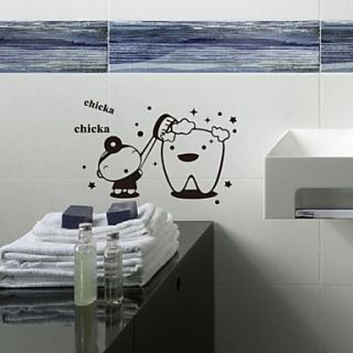 People Cute Cartoon Brushing The Bathroom Wall Stickers