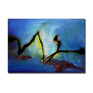 Hand Painted Oil Painting Abstract Blue Painting with Stretched Frame