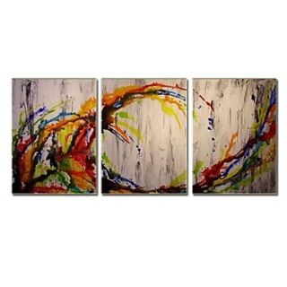 Hand Painted Oil Painting Modern Abstract with Stretched Frame Set of 3