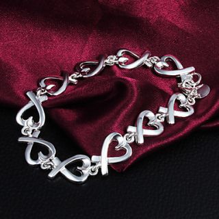 High Quality Sweet Silver Silver Plated Heart Bow Charm Bracelets