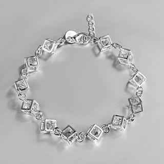 High Quality Fashion Silver Silver Plated With Clear Rhinestone Charm Bracelets