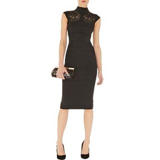 Womens Embroidered Lace Turtleneck Dress