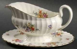 Royal Worcester Roanoke Cream Gravy Boat with Attached Underplate, Fine China Di