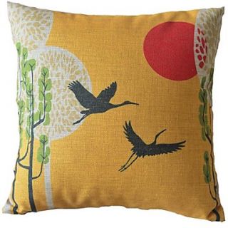 The Crane and The Sun Decorative Pillow Cover