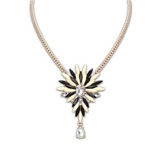 European Style (Circle Flower) Alloy Resin Rhinestone Elegant Party Statement Pendant Necklace (More Color) (1 pc)