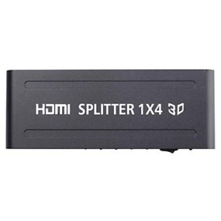 1 to 4 Full HD1080P w/ Deep Color HD Audio 3D HDMI Splitter   Black (1 In 4 Out)
