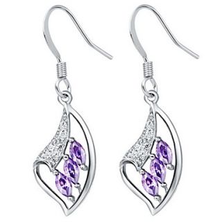 Fashionable Gold Or Silver Plated With Purple Cubic Zirconia Irregular Womens Earrings(More Colors)