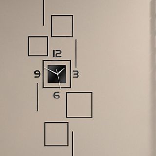 39.5H Modern Style Acrylic Block Mirror Wall Clock