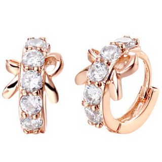 Sweet Gold Or Silver Plated With Cubic Zirconia Bowknot Womens Earrings(More Colors)