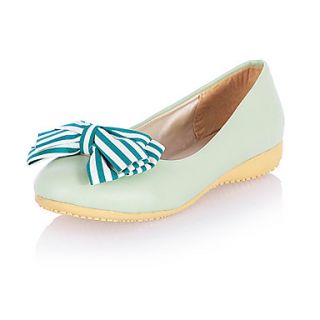 Faux Leather Womens Flat Heel Ballerina Flats With Bowknot Shoes(More Colors)