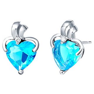 Elegant Silver Plated With Cubic Zirconia Heart Womens Earrings(More Colors)