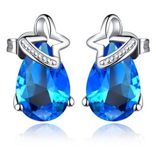 Charming Silver Plated With Cubic Zirconia Tear Drop Womens Earrings(More Colors)