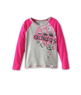 adidas Kids Graphic Sparkle Raglan Shirt Girls T Shirt (Pink)