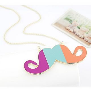 Womens Euramerican Fashion Contrast Color Mustache Shaped Necklace