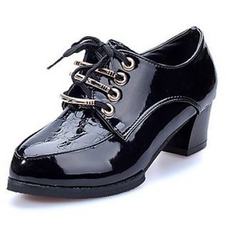 Hushan Womens Faux PU Leather Mid Heel Shoes(Black)