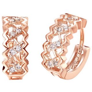 Fashionable Gold Or Silver Plated With Cubic Zirconia Hollow Womens Earrings(More Colors)