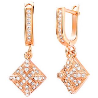 European Gold Or Silver Plated With Cubic Zirconia Rhombus Womens Earrings(More Colors)