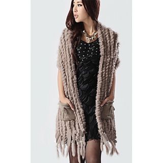 Sleeveless Collarless Rabbit Fur And Wool Party/Casual Vest(More Colors)