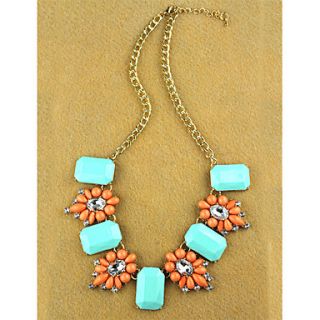 Womens Euramerican Fluorescent Resin Square Gems Short Necklace