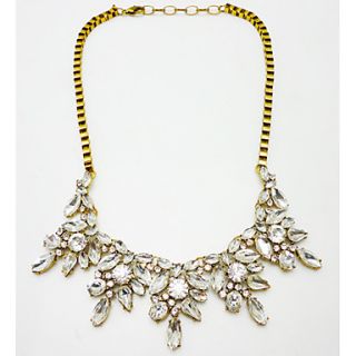 Womens Fashion Gemstone Crystal Petal Necklace