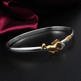 High Quality Delicate Silver Silver Plated With Gold Plated Horse Locked Bangle Bracelets