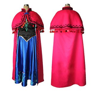 Frozen Princess Anna Red Blue Polyester Cosplay Costume
