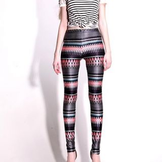 Elonbo Tribal Stripes Style Digital Painting High Women Free Size Waisted Stretchy Tight Leggings