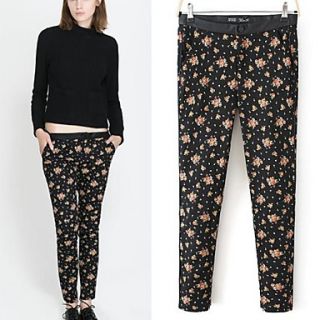 Womens Skinny Stretchy Flowers Pencil Pants