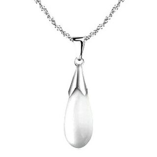Elegant Water Drop Shape Womens Slivery Alloy Necklace(1 Pc)(White,Pink,Green)