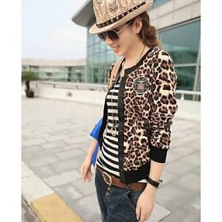 Womens Slim Leopard Long Sleeve Coat