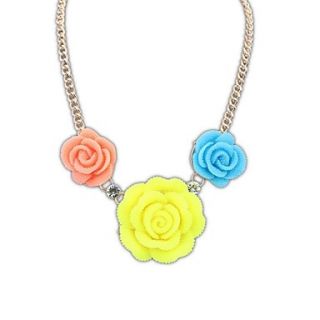 Fashion Cute (Rose Flowers) Resin Chain Statement Necklace (More Colors) (1 pc)