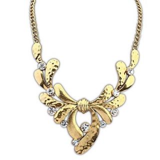 European and America Style Plated Alloy Rhinestone Chain Statement Necklace (Gold) (1 pc)