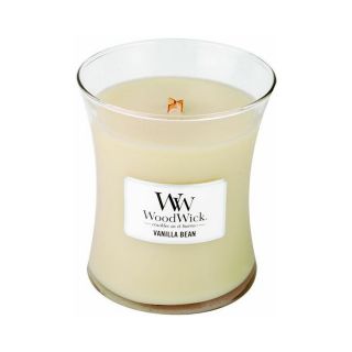 Woodwick Medium Vanilla Bean Candle, Beige