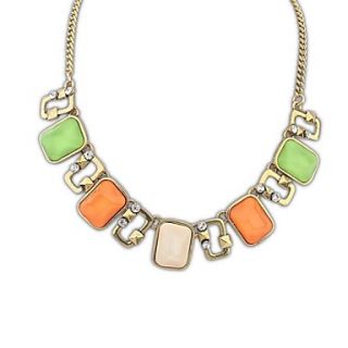 Fashion Style (Squares) Plated Alloy Resin Party Chain Statement Necklace (More Colors) (1 pc)