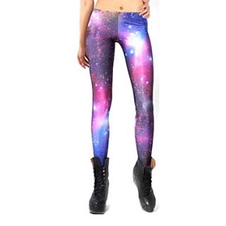 Elonbo Vast Galaxy Style Digital Painting High Women Free Size Waisted Stretchy Tight Leggings