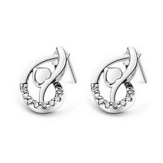 Special Silver Plated Silver With Cubic Zirconia Heart Womens Earring