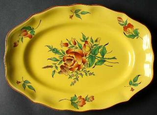 Luneville Old Strasbourg (Yellow Bckg,Roses) 14 Oval Serving Platter, Fine Chin