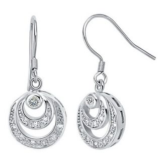 Stylish Silver Plated Silver With Cubic Zirconia Round Hollow Out Drop Womens Earring