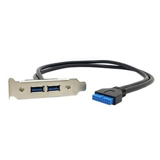 Low Profile 9.5mm Height USB 3.0 Female Back panel to Motherboard 20pin cable with PCI bracket 40cm