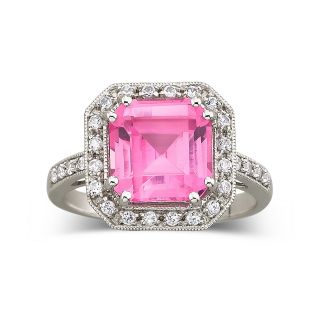Lab Created Pink & White Sapphire Ring, Womens