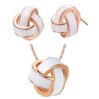 Original Silver Plated Silver White Knot Shaped Womens Jewelry Set(Including Necklace,Earrings)(Gold,Silver)