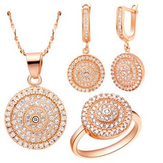 Shining Silver Plated Silver With Cubic Zirconia Round Womens Jewelry Set(Including Necklace,Earrings,Ring)(Gold,Silver)