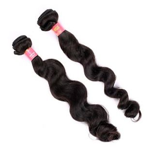 16 18 Inch Great 5A Brazilian Virgin Human Hair Nature Black Color Loose Wave Hair Extensions