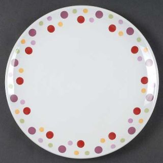 Pampered Chef Dots Dinner Plate, Fine China Dinnerware   Multicolor Dots On Edge